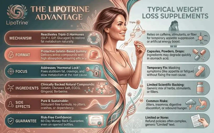 LipoTrine advantage comparison versus typical weight loss supplements
